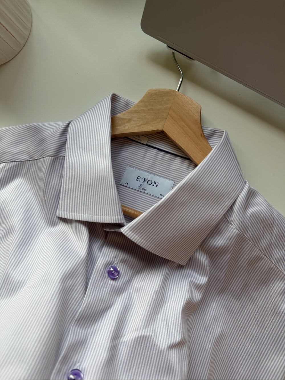 Eton Men's Light Lavender Stripe Dress Shirt Slim Fit